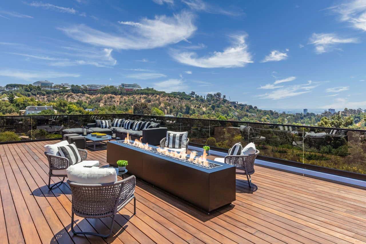 modern rooftop deck with outdoor furniture