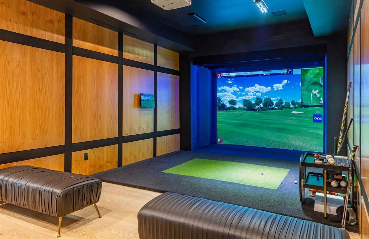 modern golf simulator room