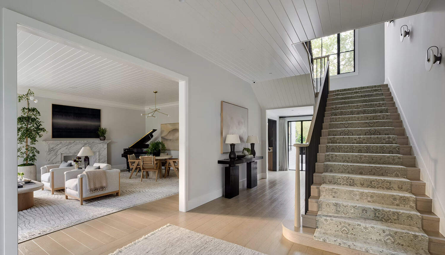 southern inspired home entry with a staircase