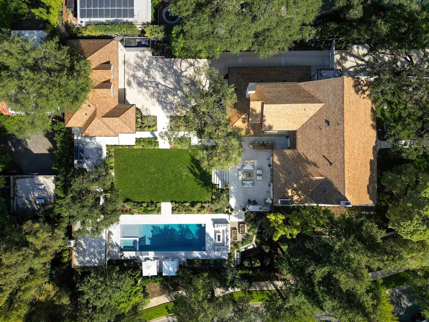 southern inspired home exterior aerial view
