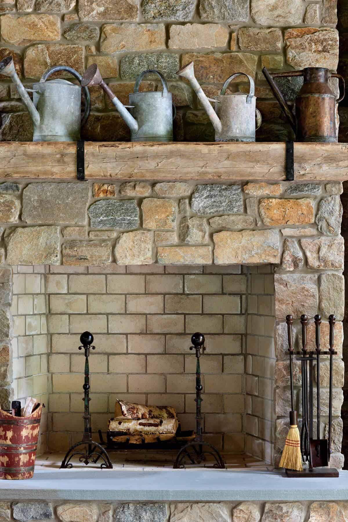 rustic living room fireplace