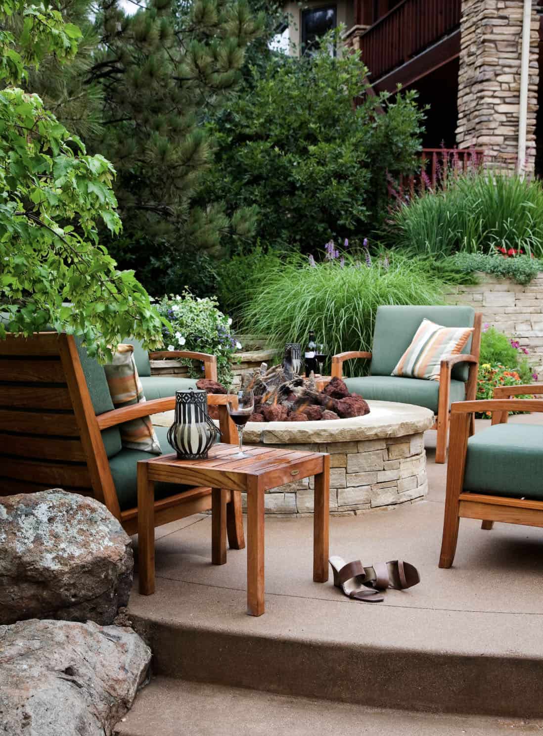 small backyard with a fire pit