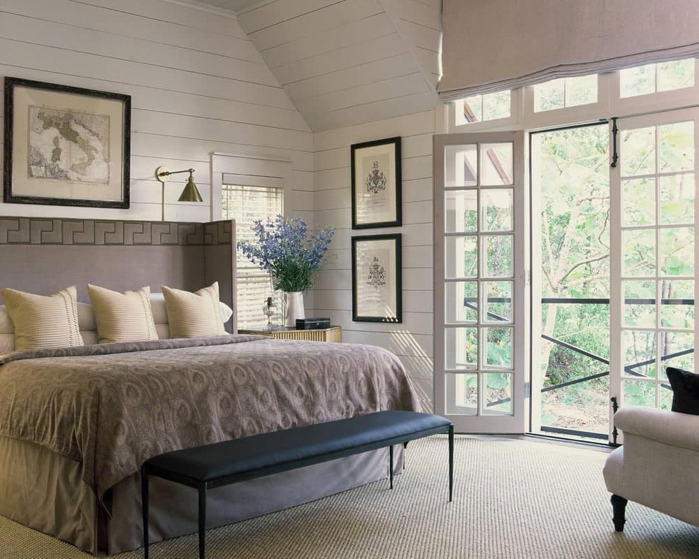 contemportary bedroom with french doors