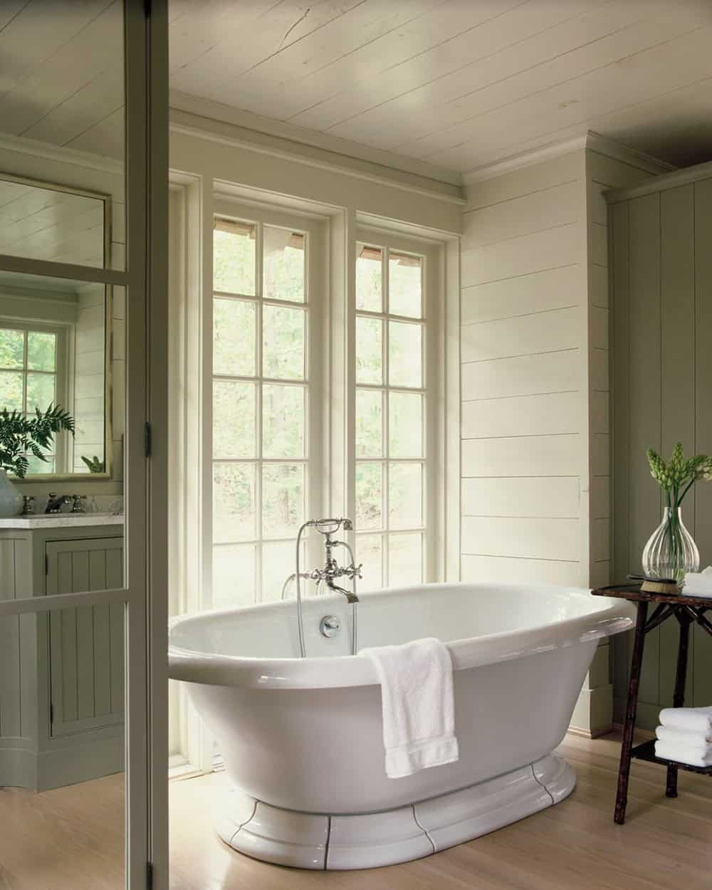 contemportary bathroom with a freestanding tub