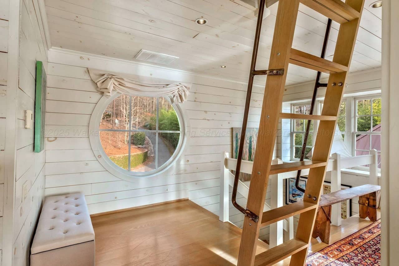 contemporary hallway with a ladder