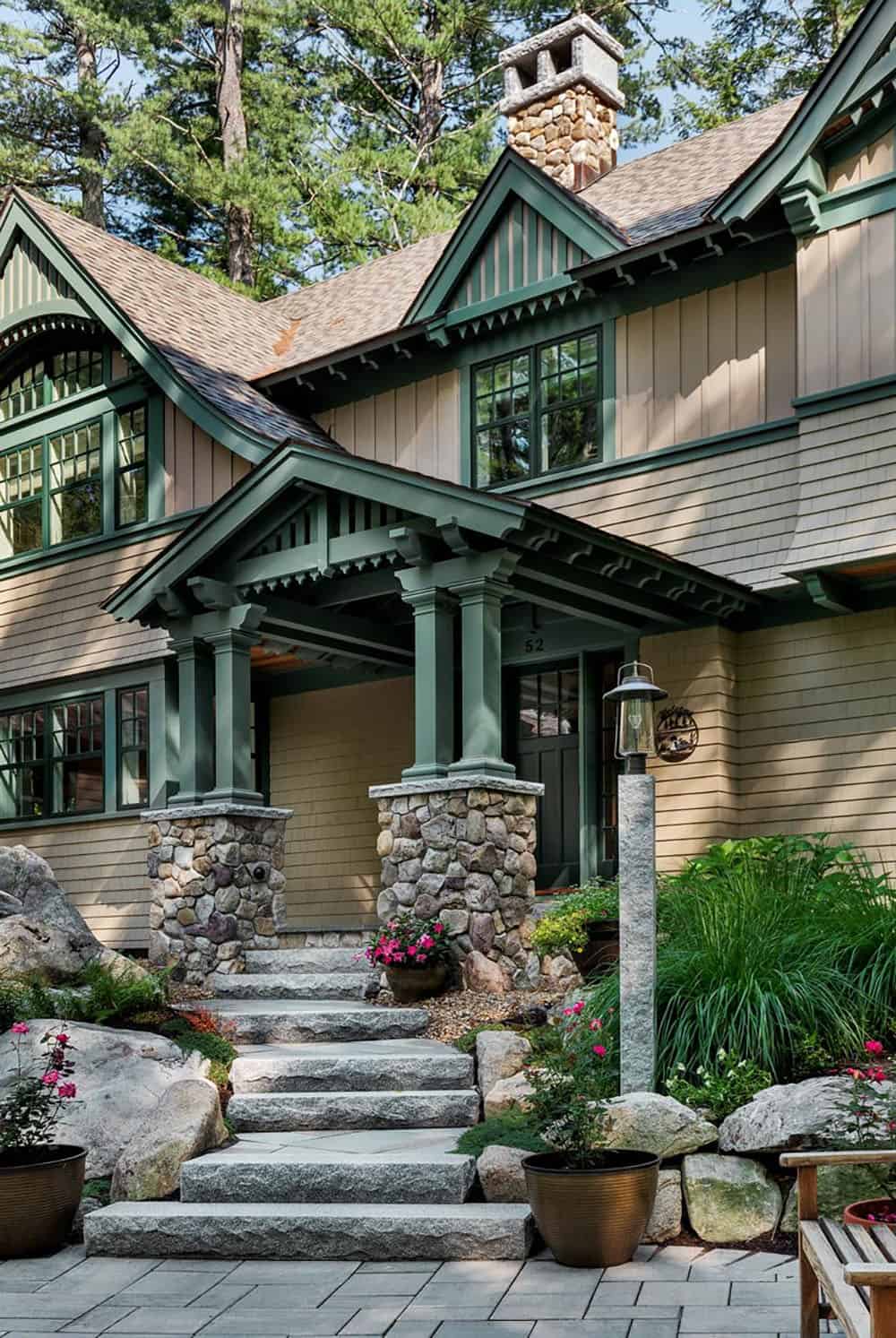 craftsman style lake house exterior