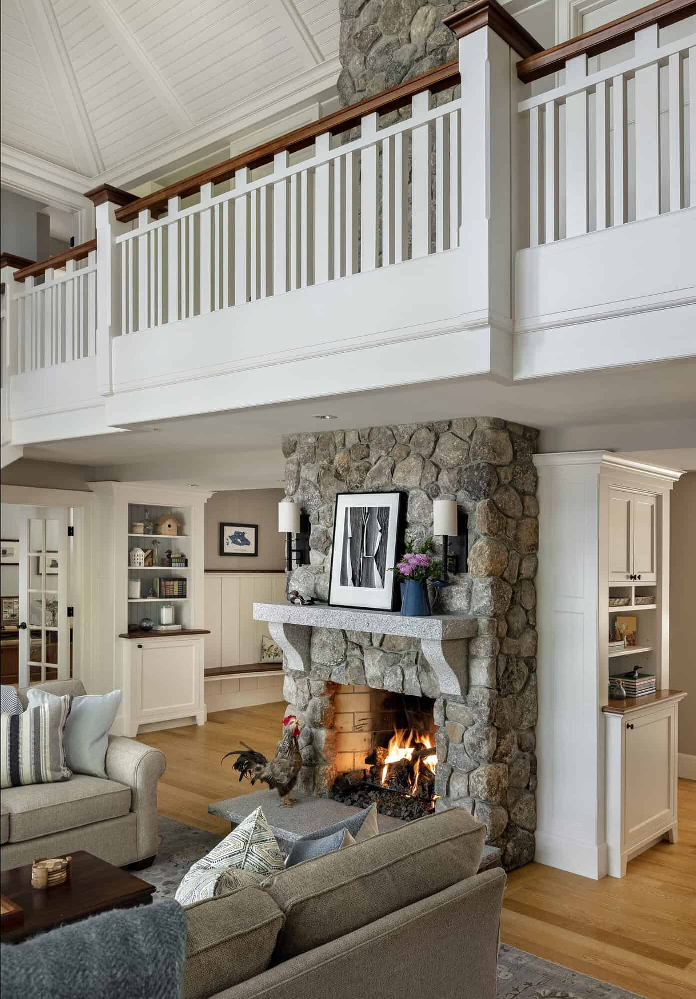 traditional style living room with a fireplace