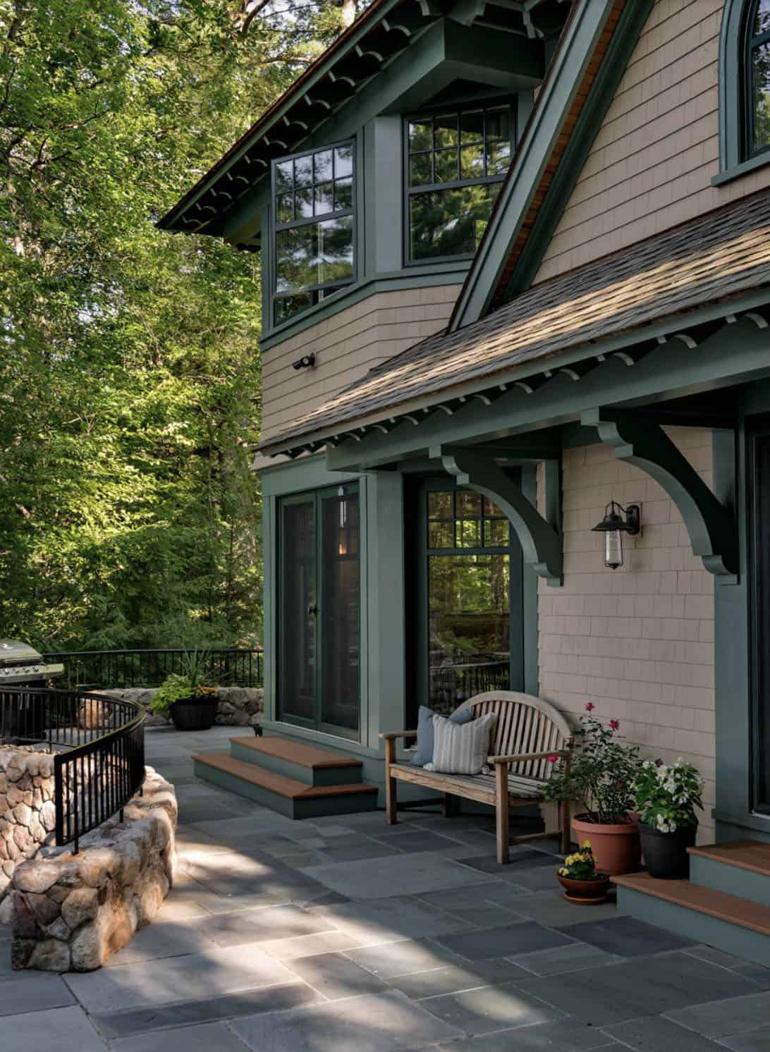 craftsman style lake house exterior 