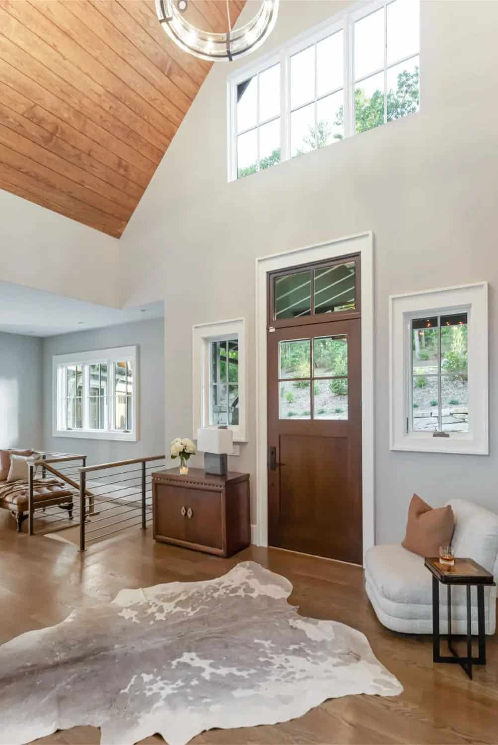 transitional style mountain home entry