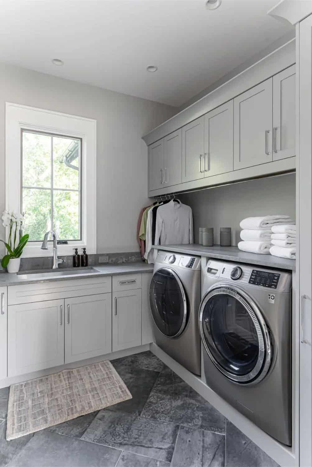 transitional style laundry room