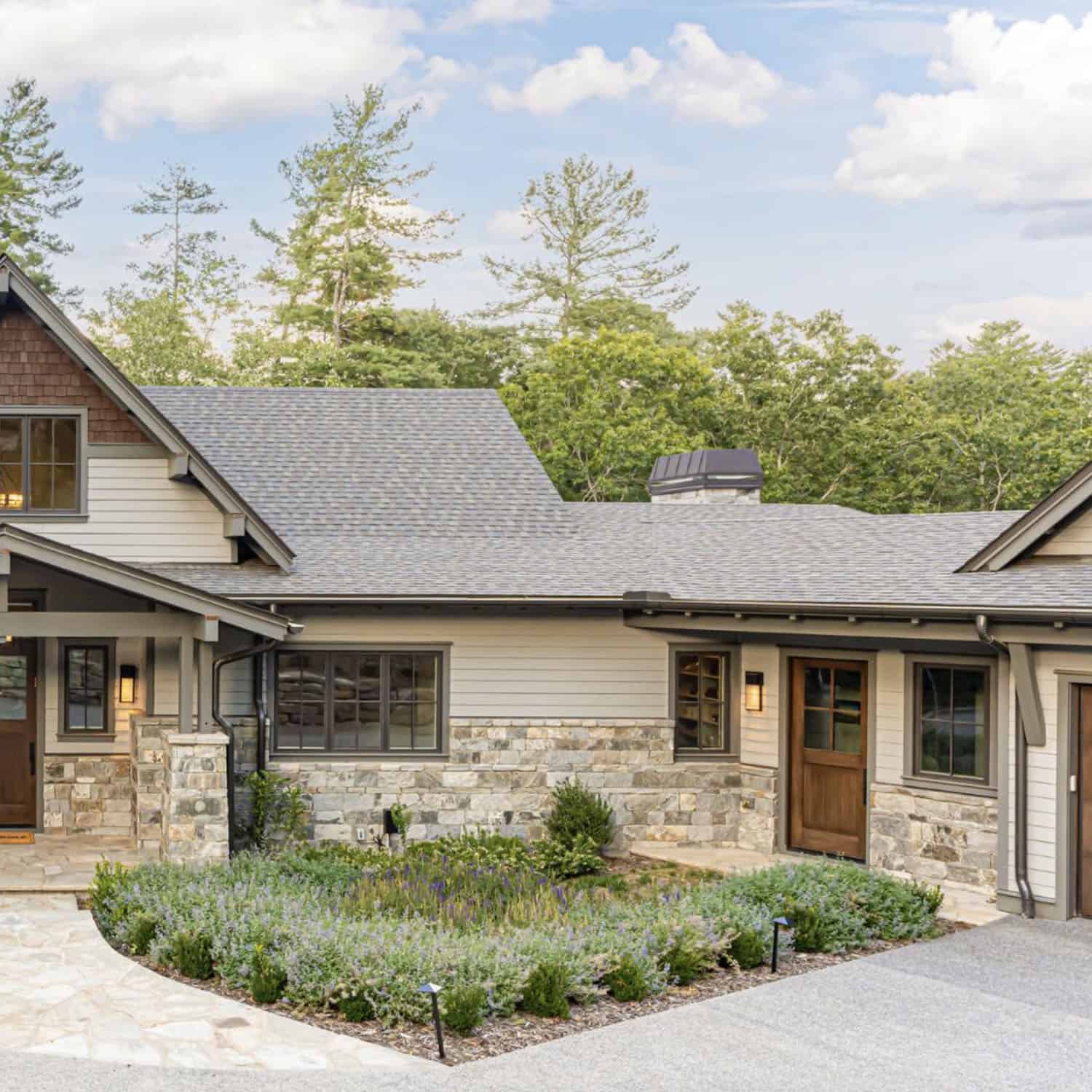 transitional style mountain home exterior