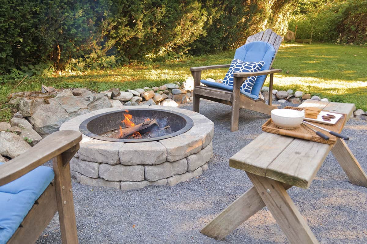 fire pit with adirondack chairs