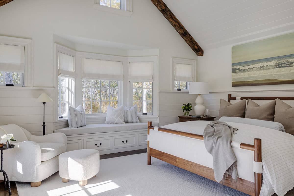 modern bedroom with a built-in window seat