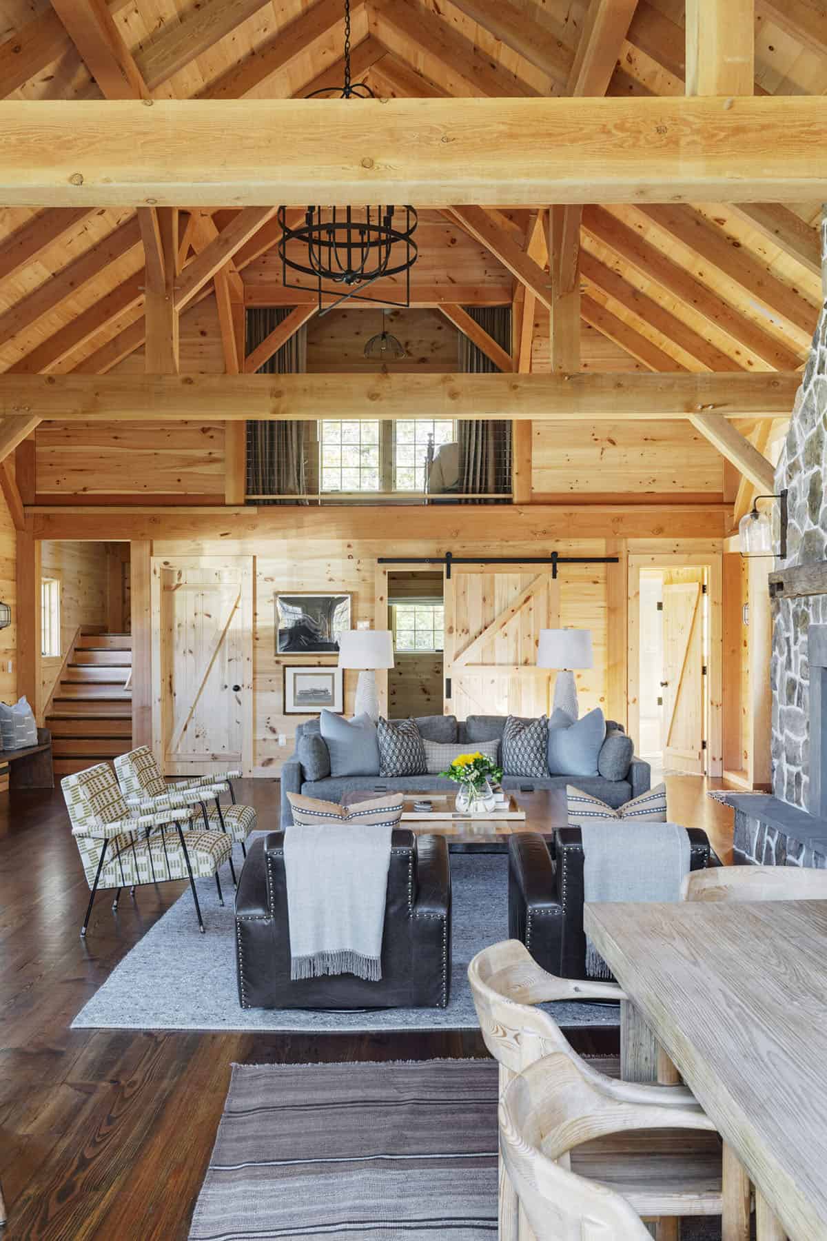 modern rustic carriage house living room