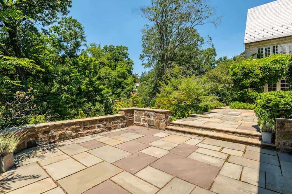 stone house exterior backyard patio