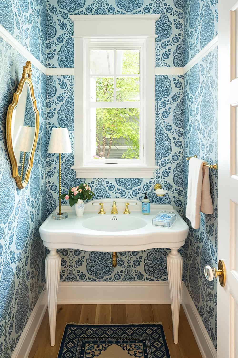 coastal cottage-style powder room