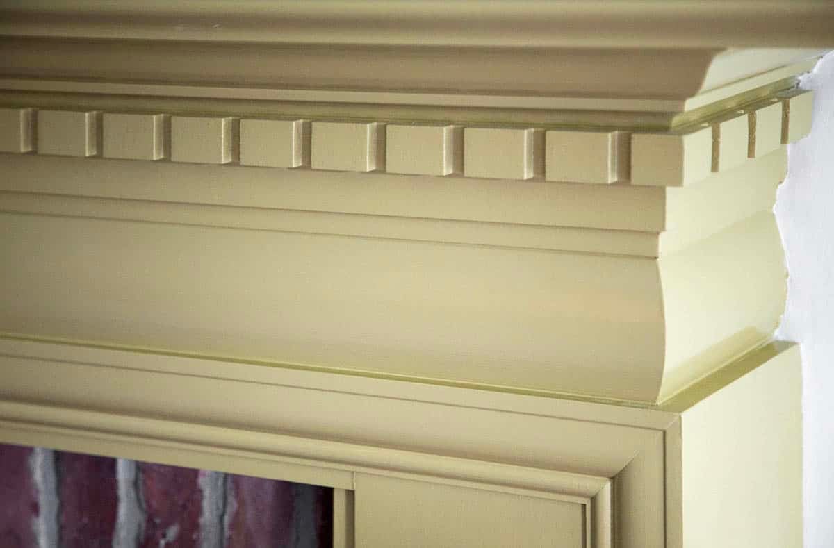 farmhouse style living room fireplace detail
