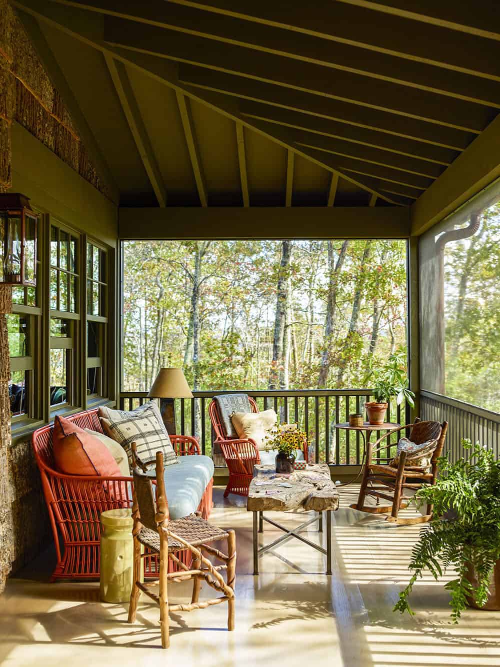 rustic covered front porch