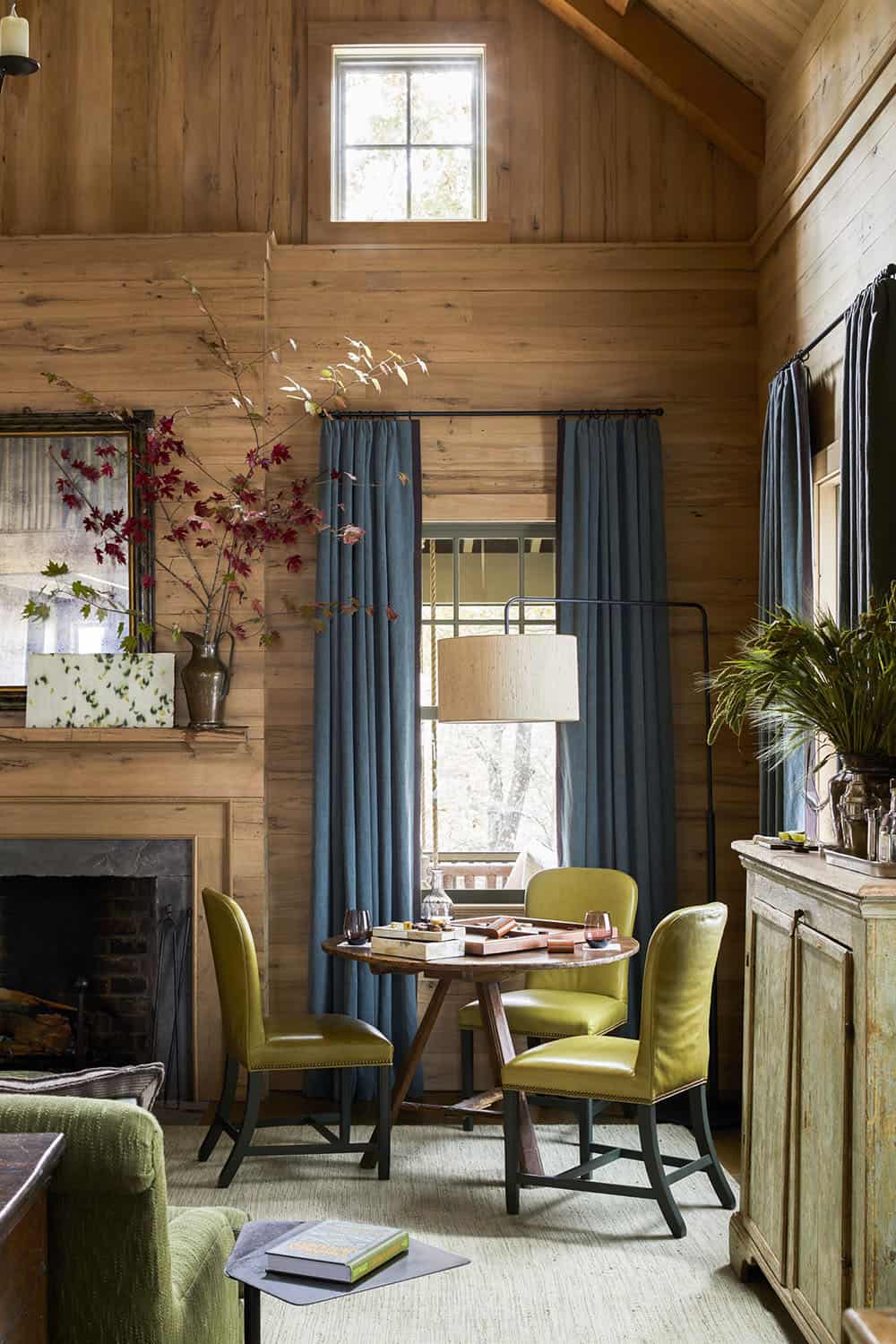 rustic living room with a fireplace