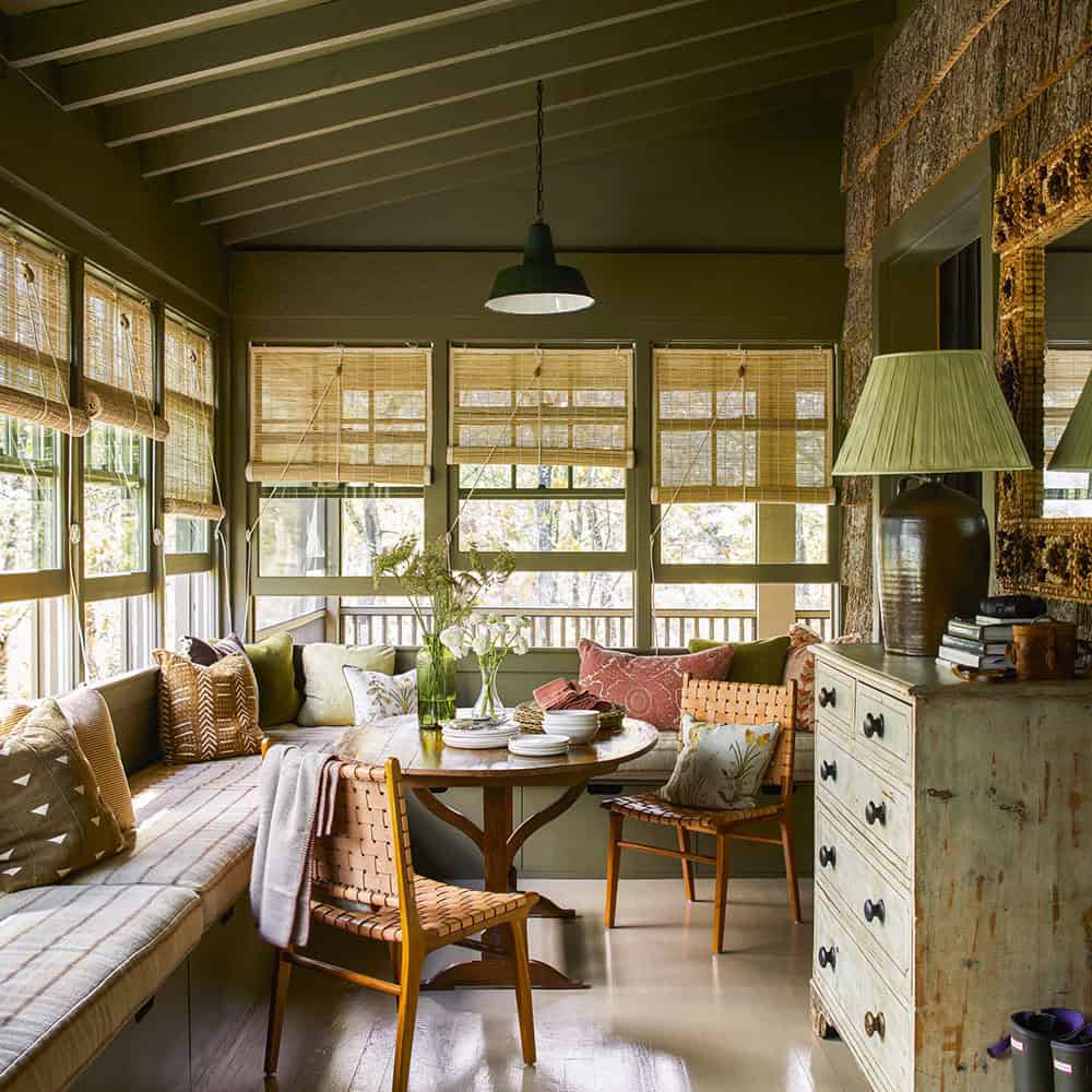 rustic enclosed porch with windows