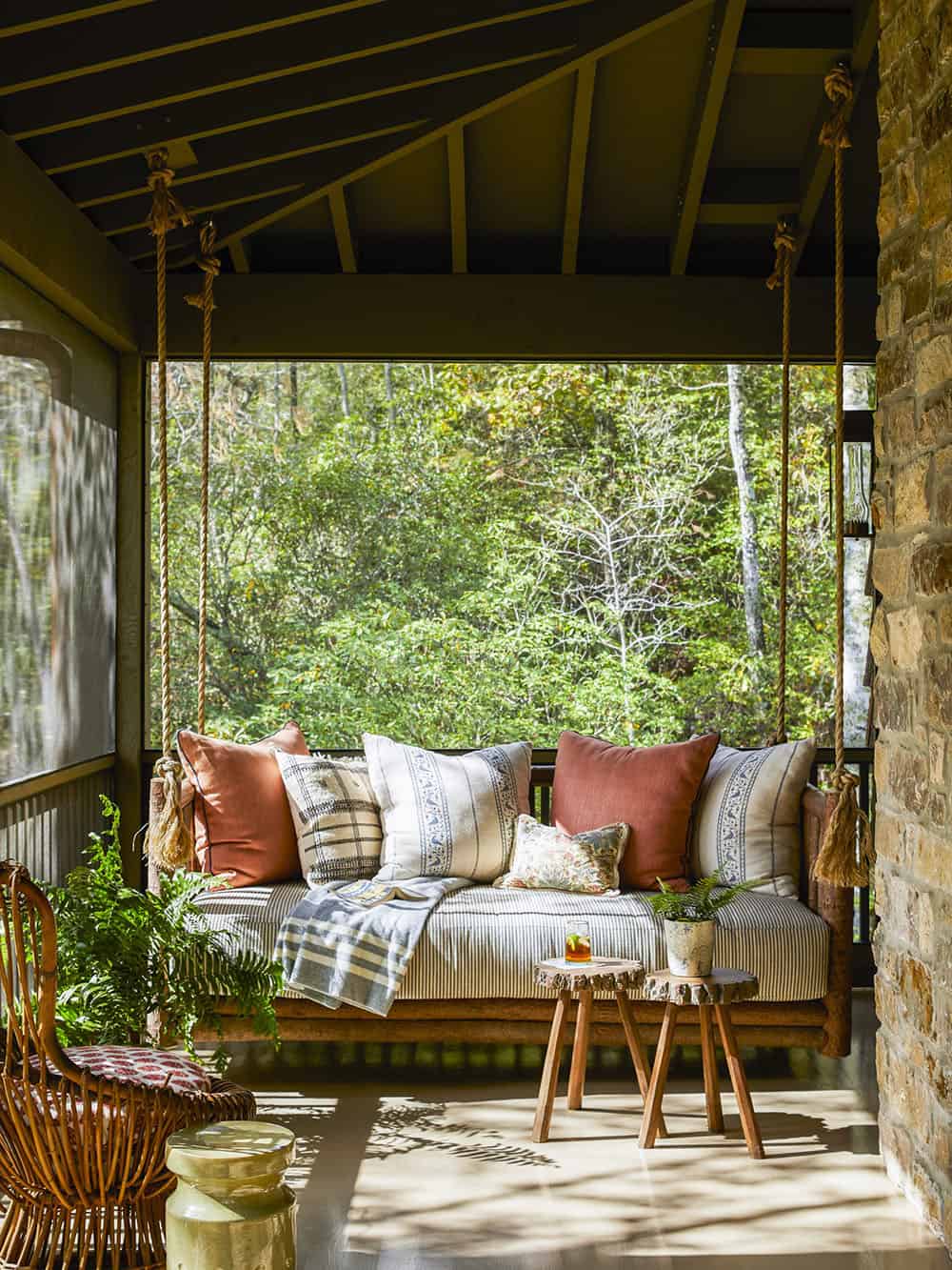 rustic covered front porch