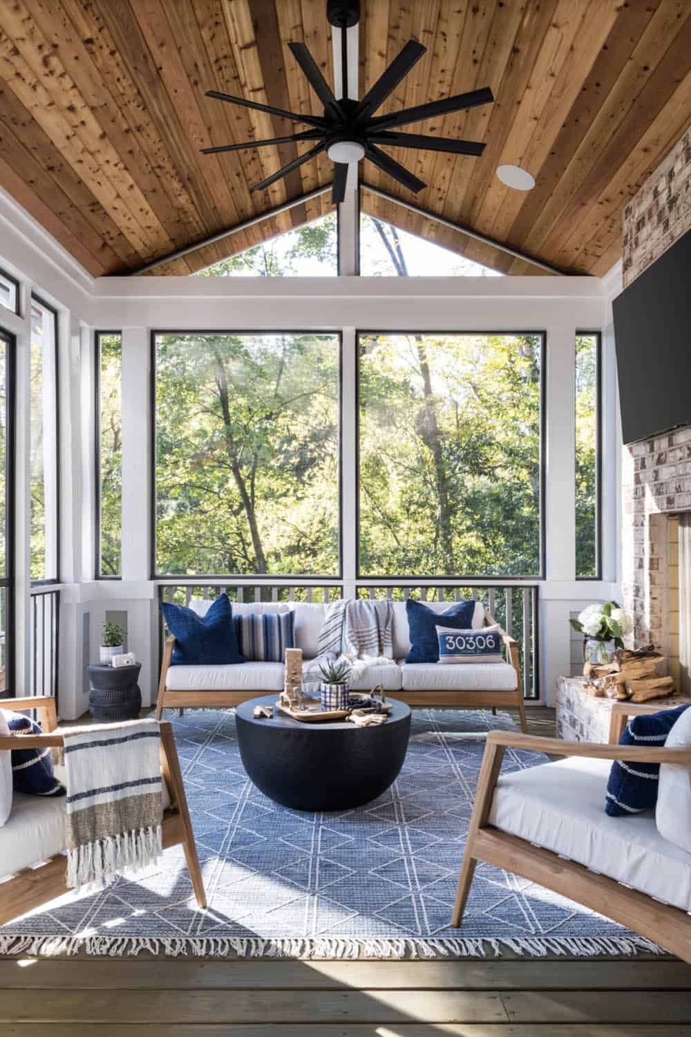 transitional style screened porch