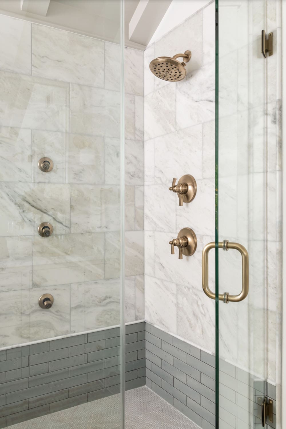 transitional style bathroom shower