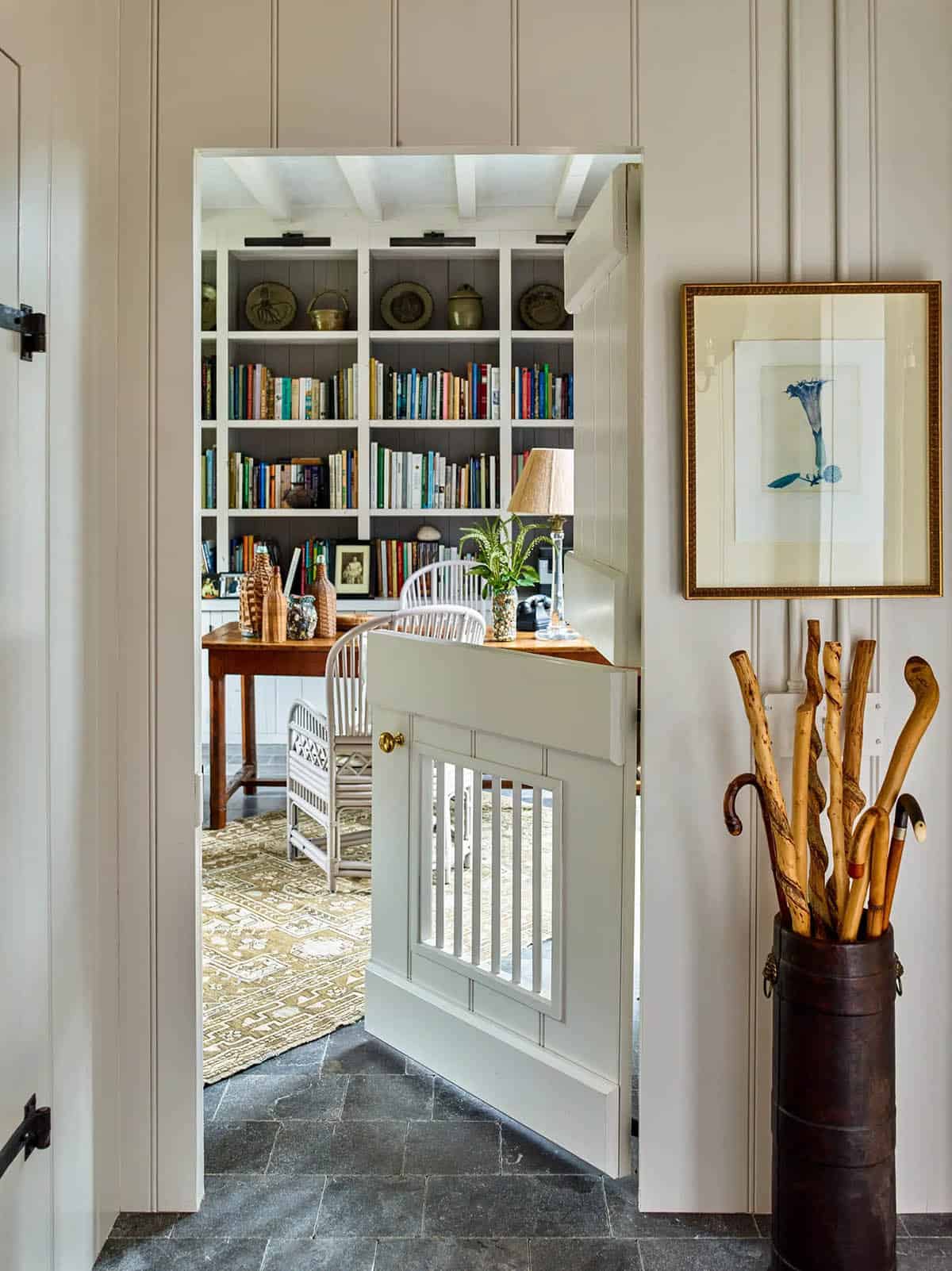 traditonal style hallway with a dutch door