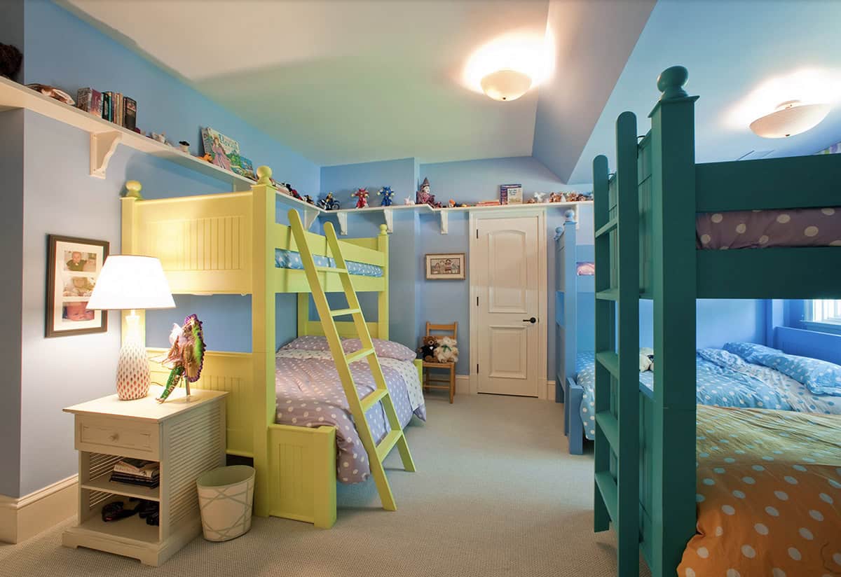 transitional style kids bunk bedroom