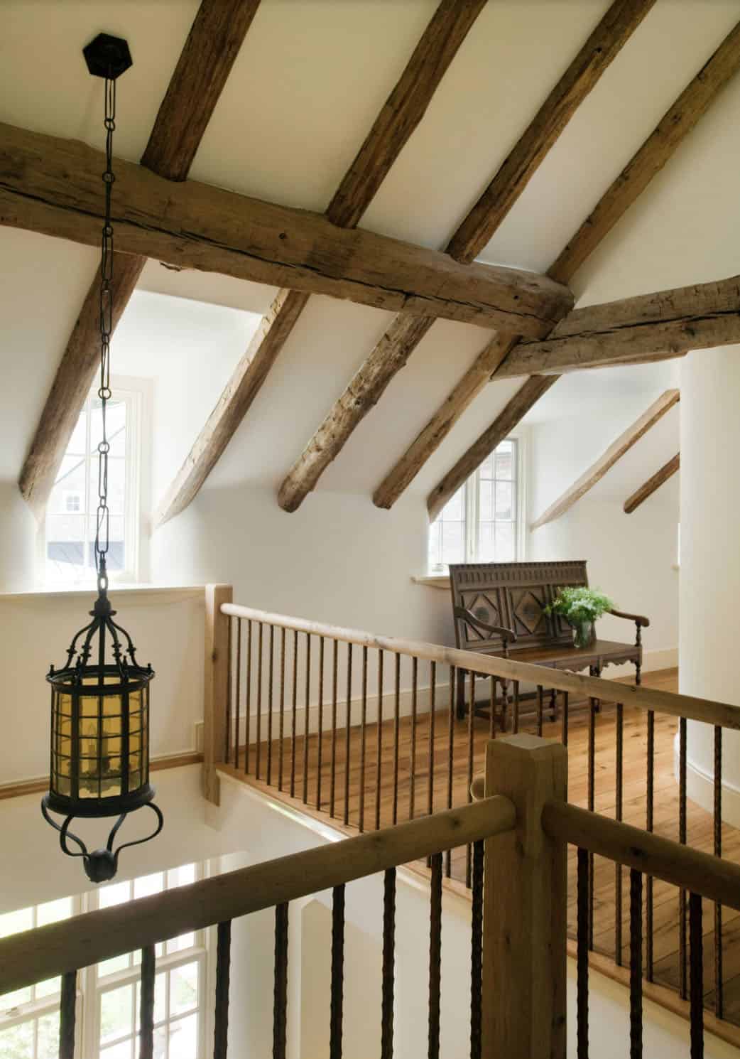 farmhouse style hallway with a ceiling light fixture
