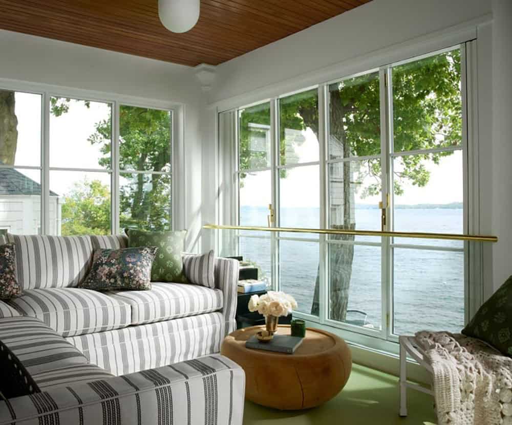 contemporary sunroom with large windows