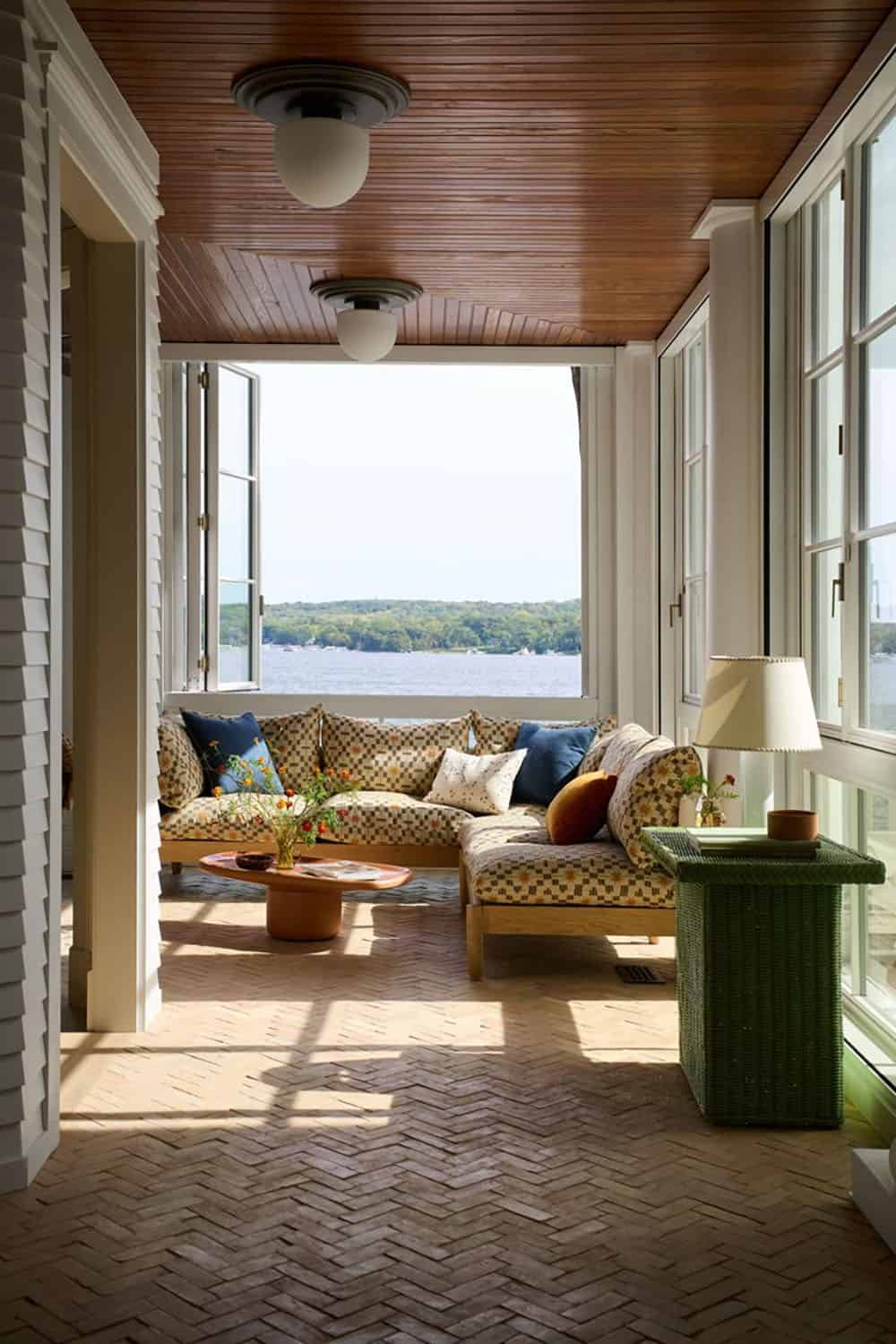 contemporary enclosed porch with large windows