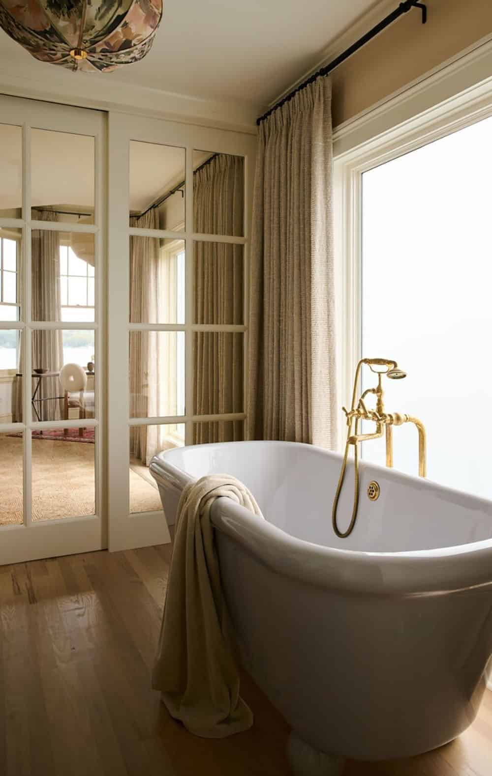 contemporary bathroom with a freestanding tub