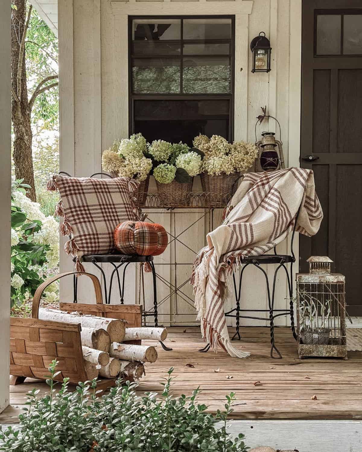 front porch with fall decorations