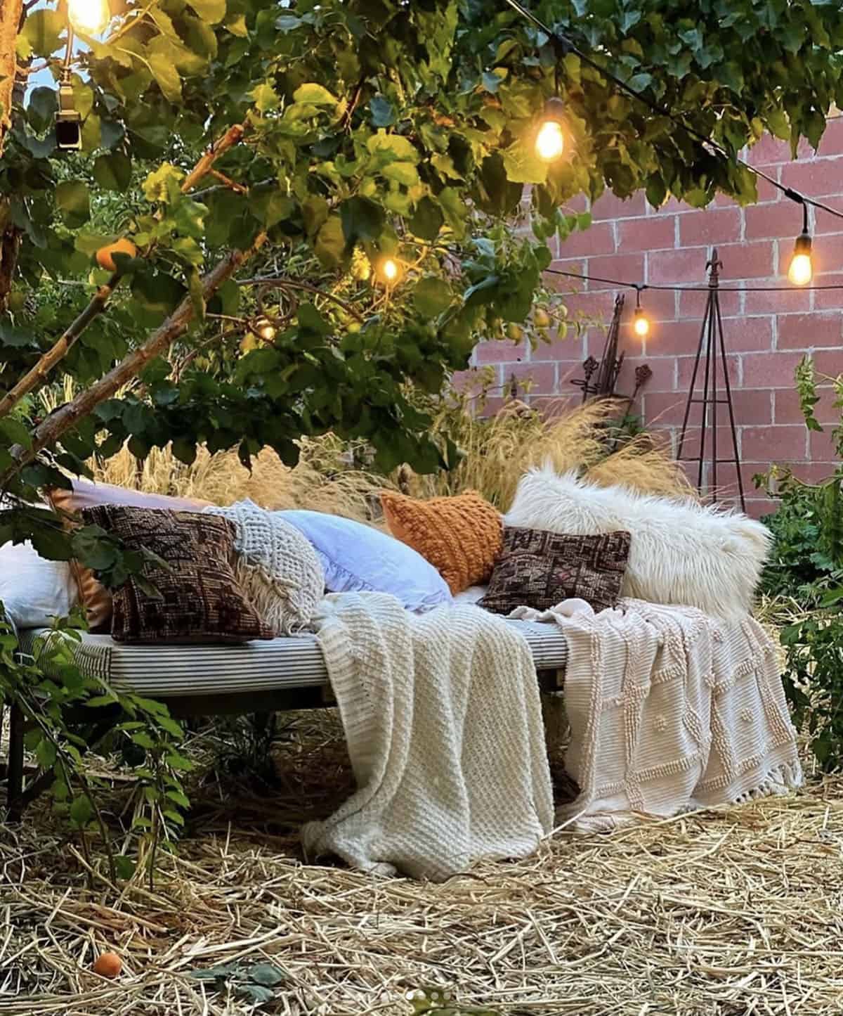 backyard with fall decorations