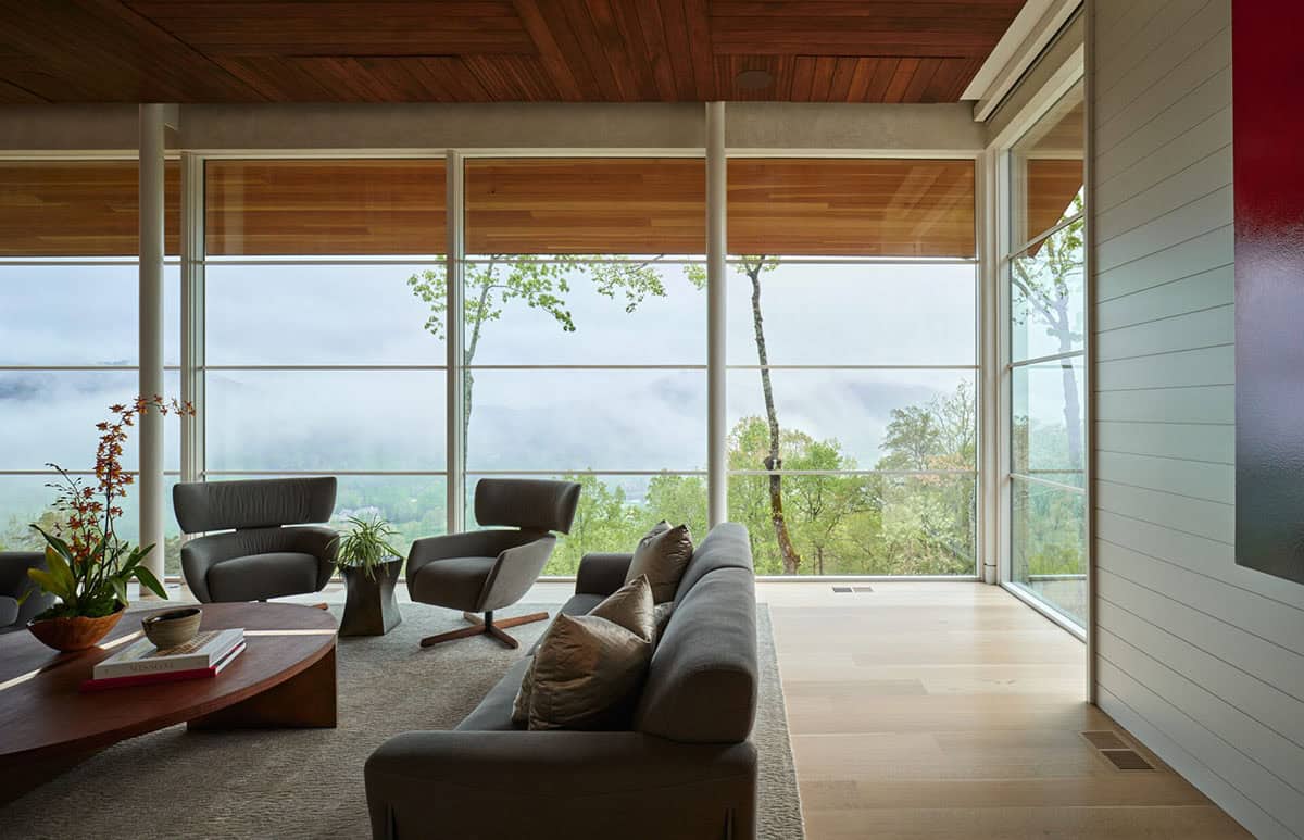 modern living room with large windows