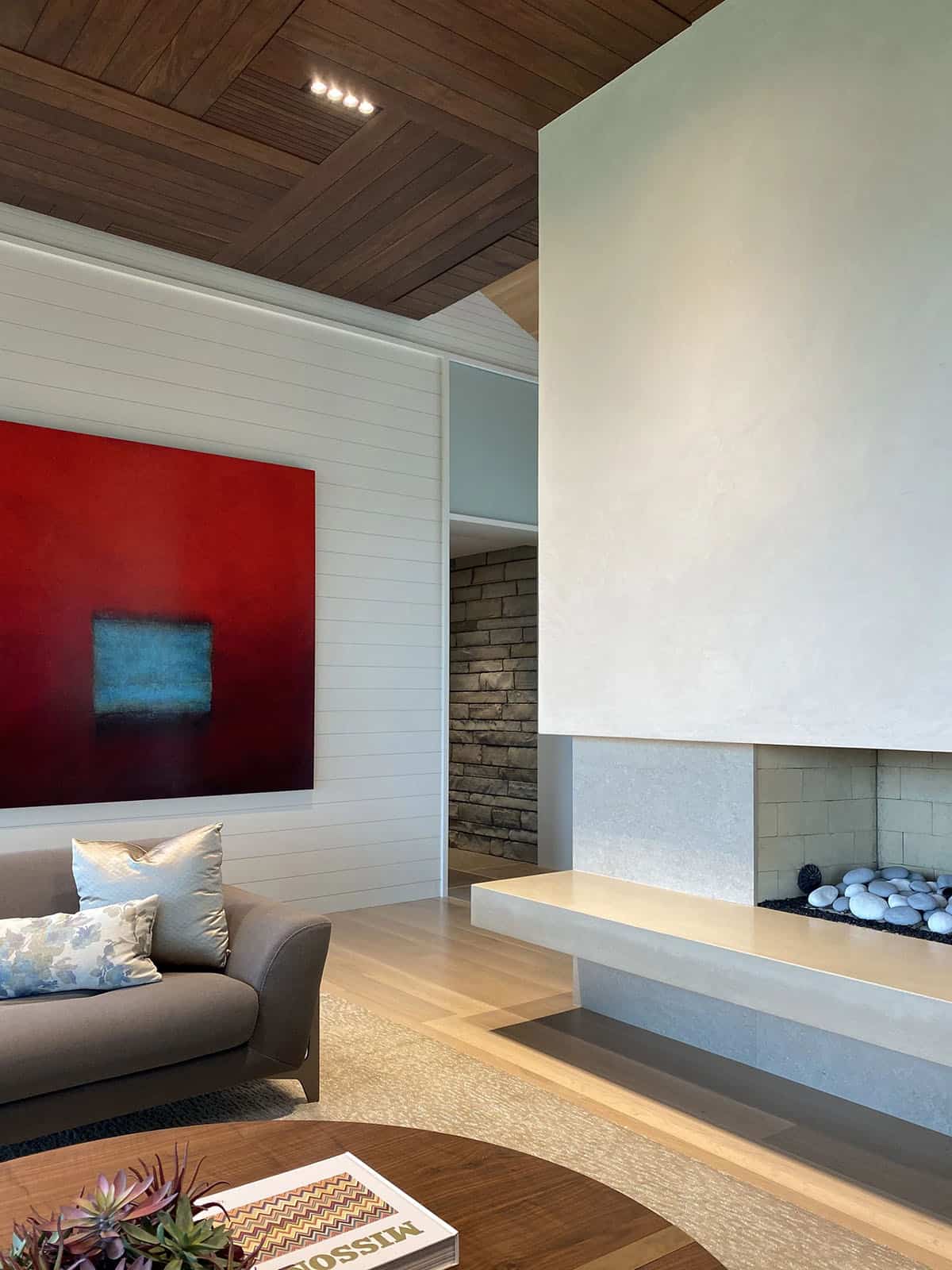 modern living room fireplace