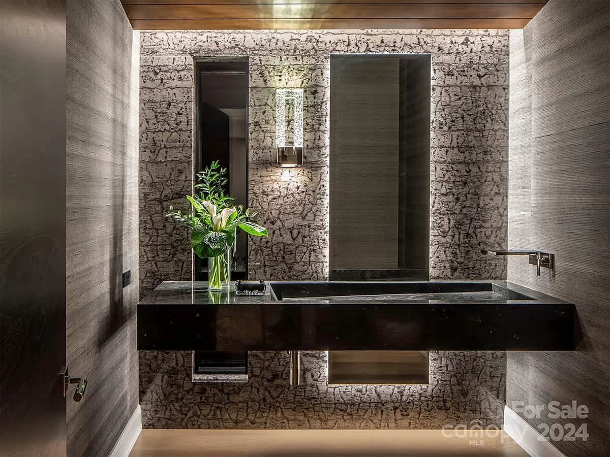 contemporary bathroom with a floating vanity