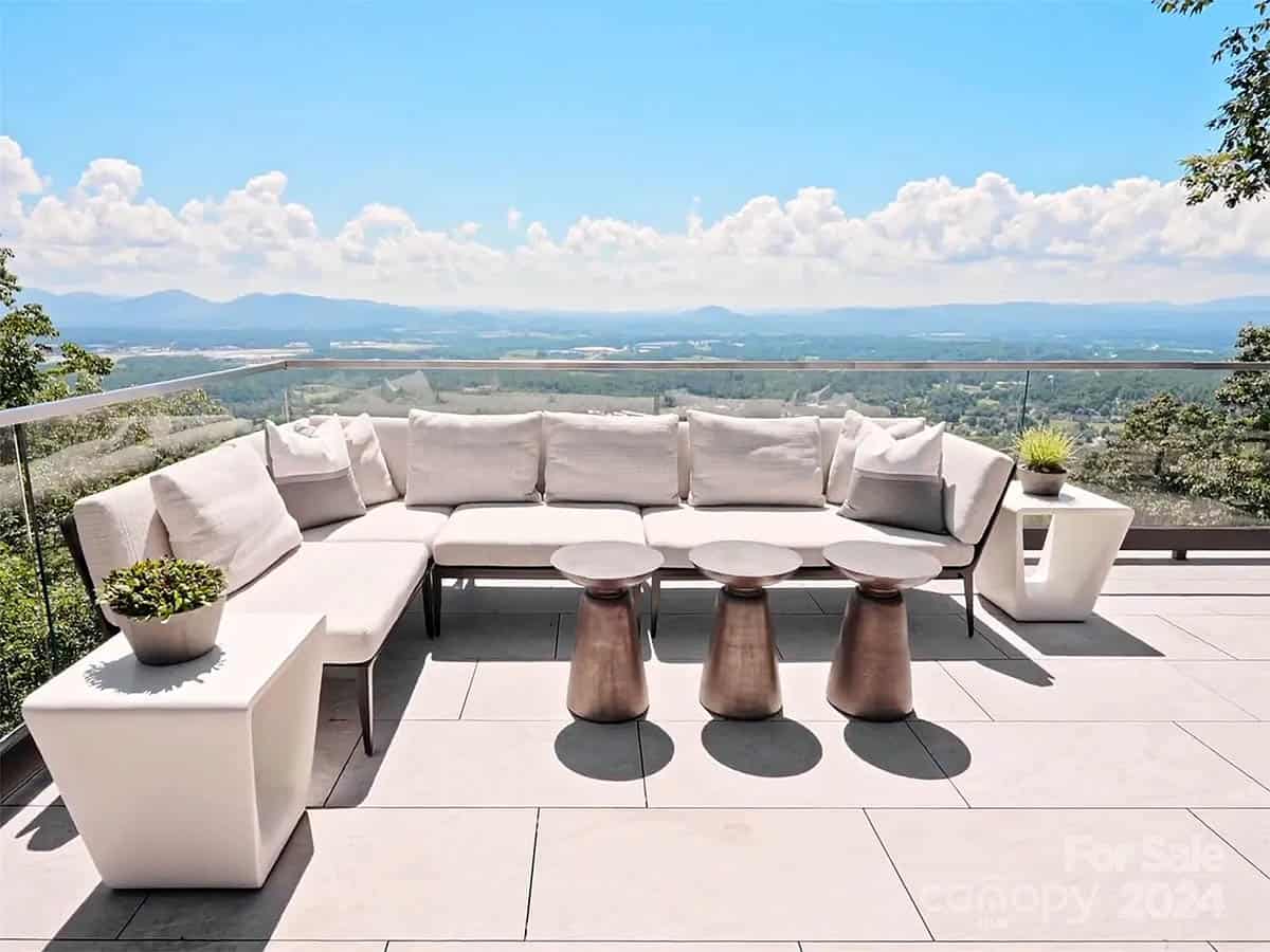 contemporary rooftop deck with a sectional sofa