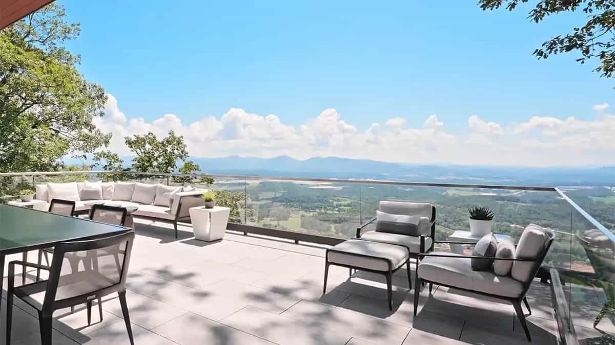 contemporary rooftop deck with outdoor furniture