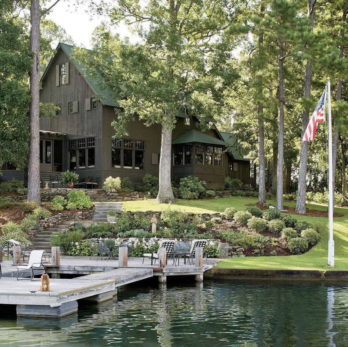 rustic lake house exterior