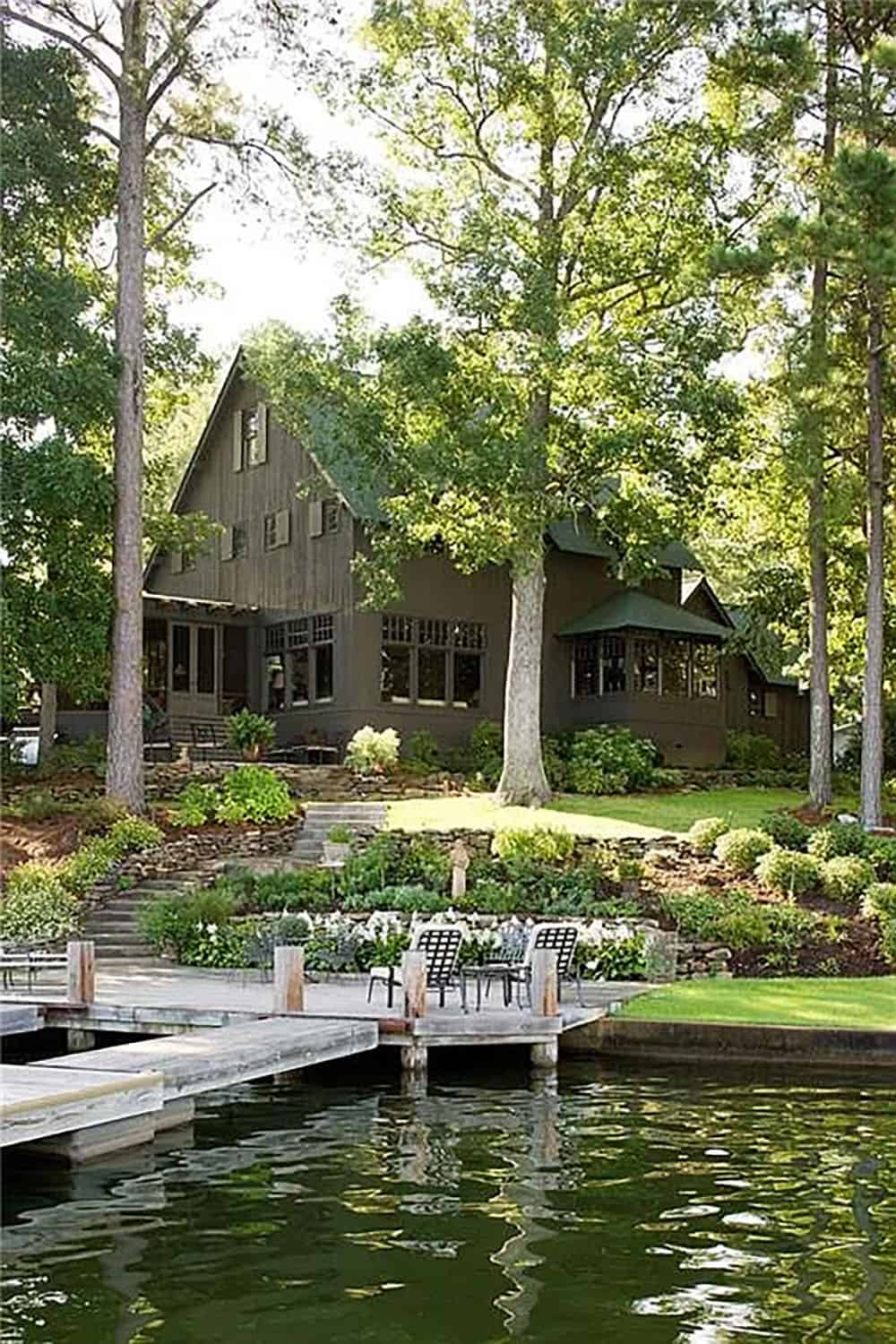 rustic lake house exterior