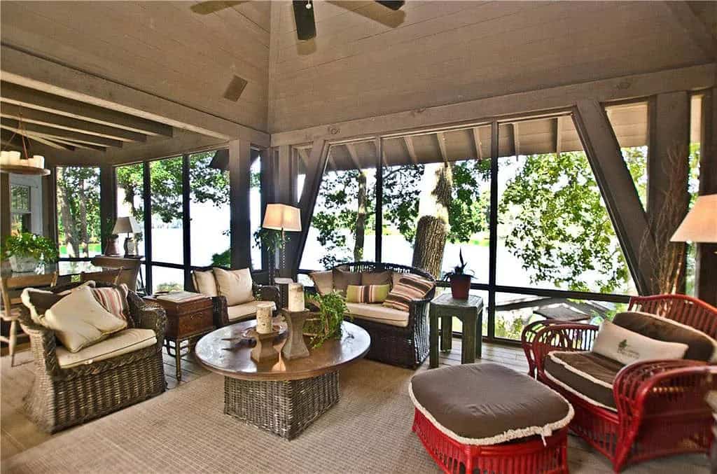 transitional style screened porch