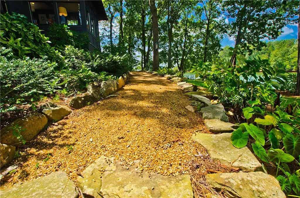 rustic lake house exterior landscaping