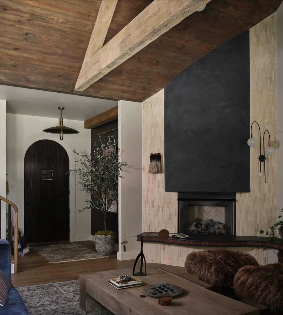 Transitional Living Room with a fireplace