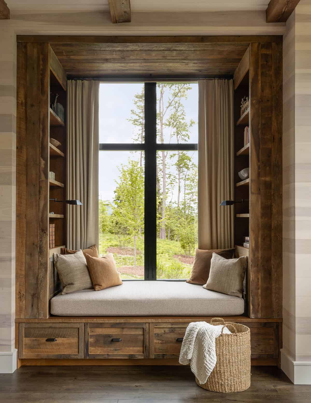 modern rustic built-in window seat