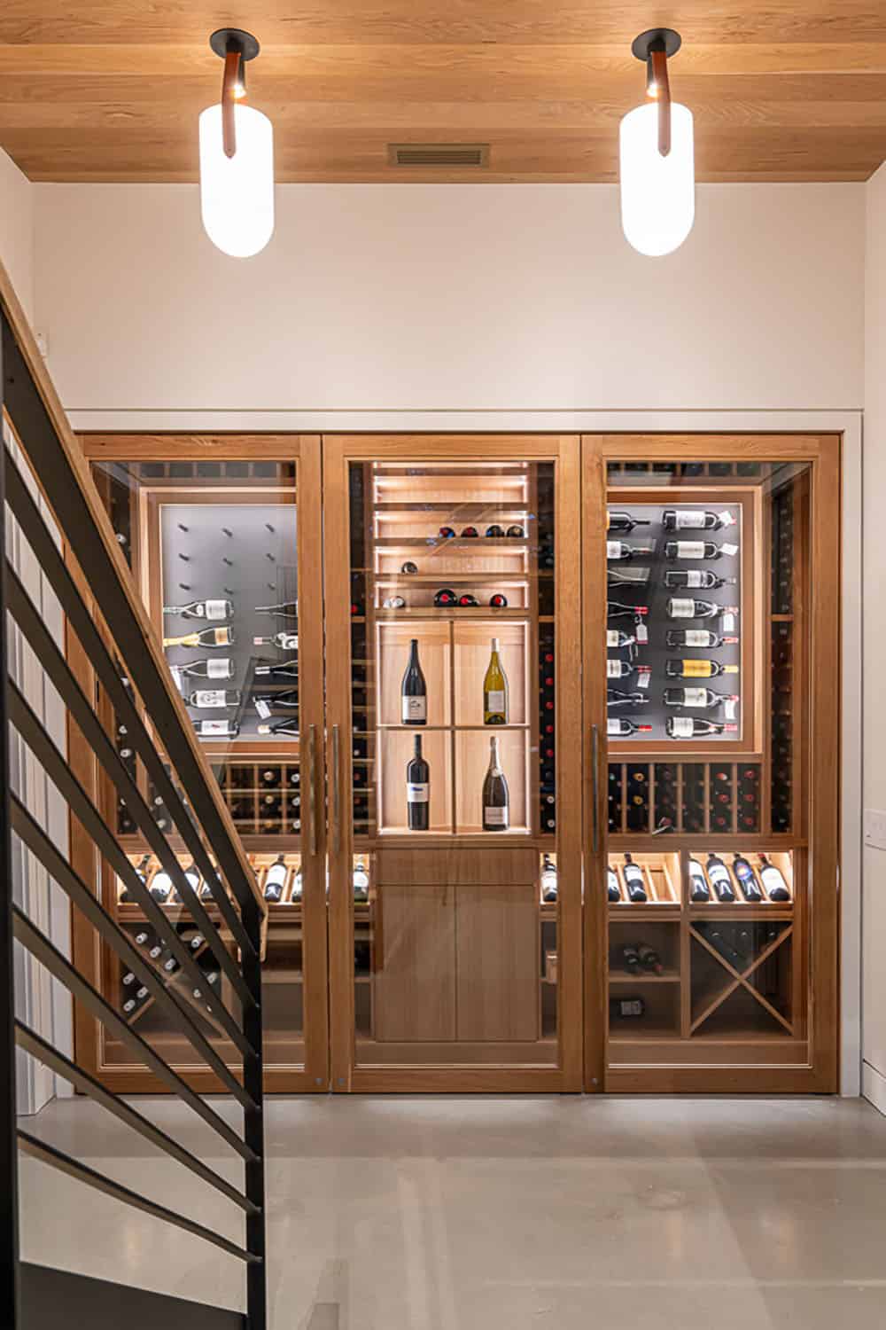 modern basement level wine cellar