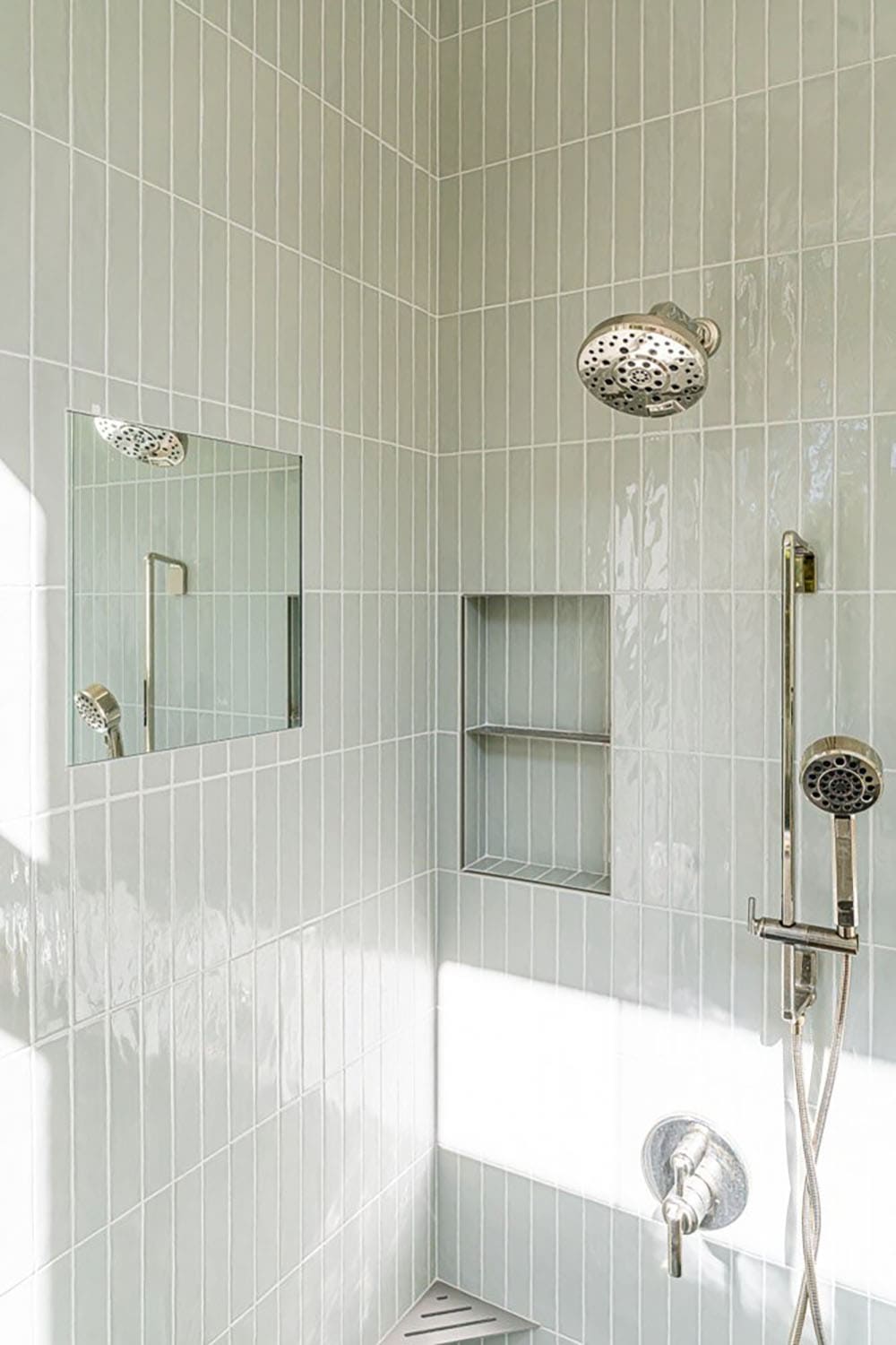 modern bathroom shower with a fog proof mirror