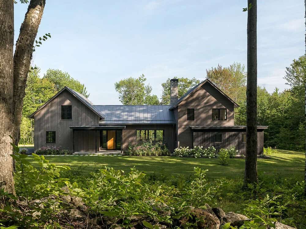 modern rustic home exterior with landscaping