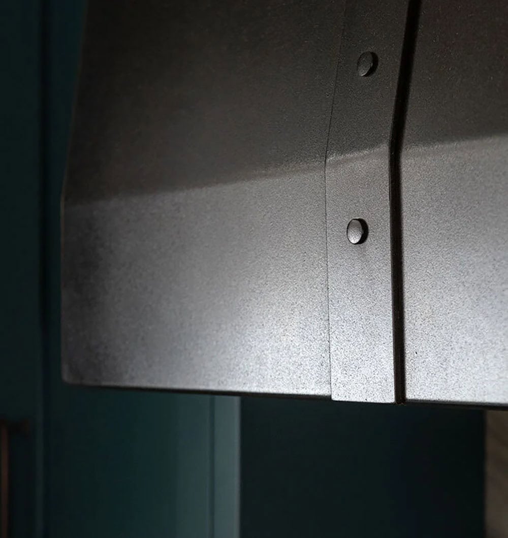 modern rustic kitchen range hood detail